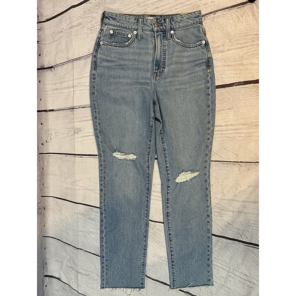 NWT Madewell Curvy Perfect Vintage Jean Size 25 Light Wash Distressed Raw Hem